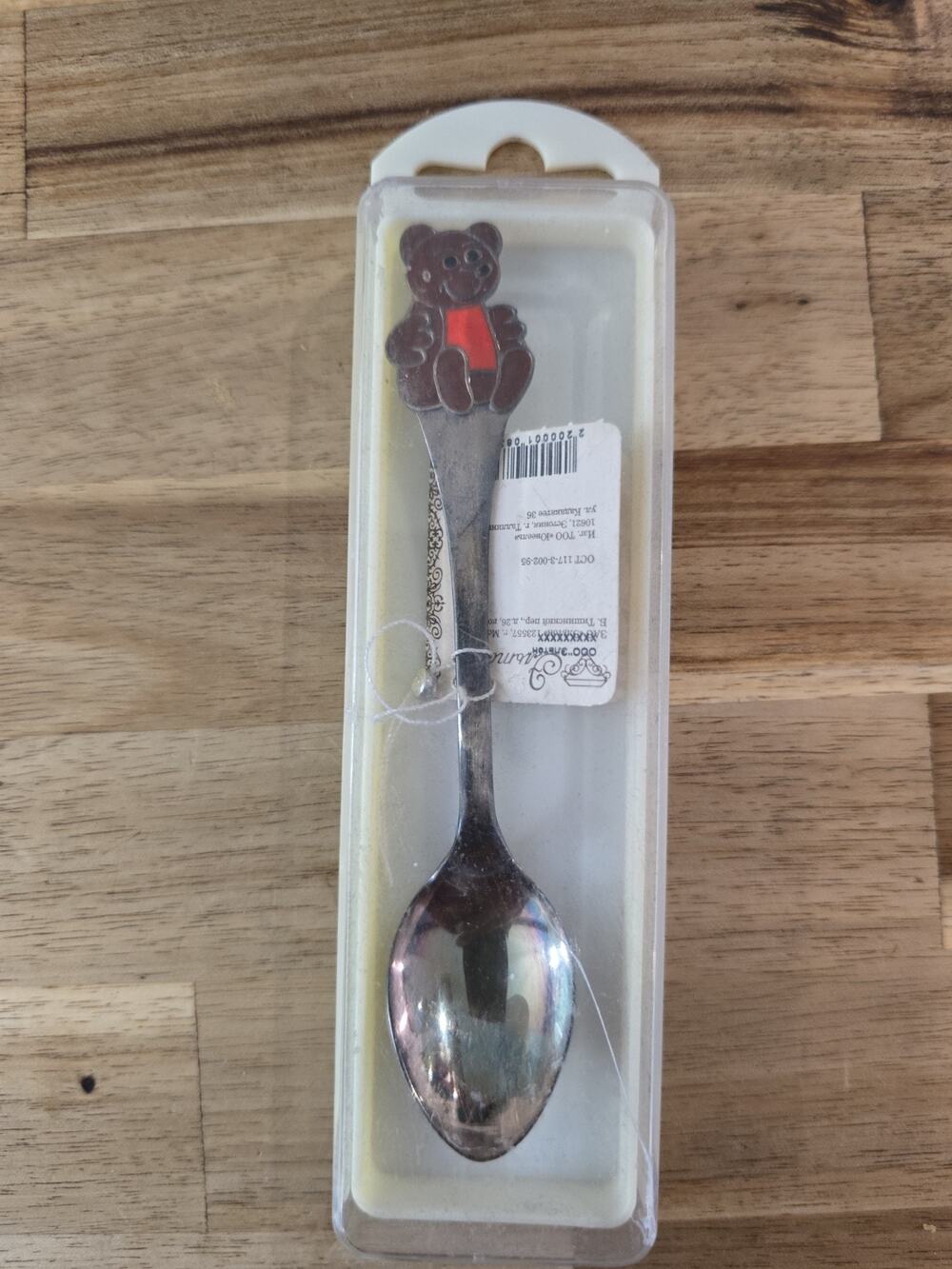 Vintage Soviet USSR Silver 916 Enamel 1980 Moscow Olympics Misha Bear Baby Spoon